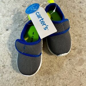 Carter's Gray Mesh Slip-On Sneakers with Blue Trim